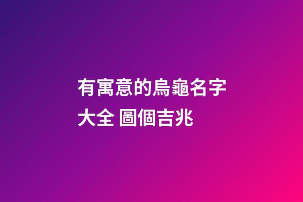 有寓意的烏龜名字大全 圖個吉兆